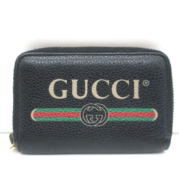 Gucci Logo Zip-Around Card Case Wallet Black Grained Leather - Picture 2 of 11
